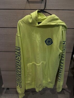 Insomniac Neon Yellow Graphic Hoodie Size M